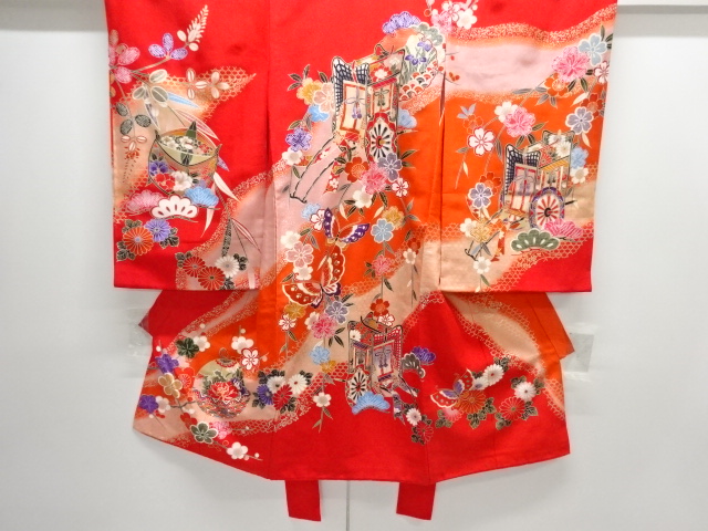 JAPANESE KIMONO / ANTIQUE KIMONO / SILK / CARRIAGE